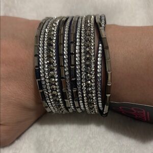 Paparazzi Silver and Black Multi-Layered Bracelet Set